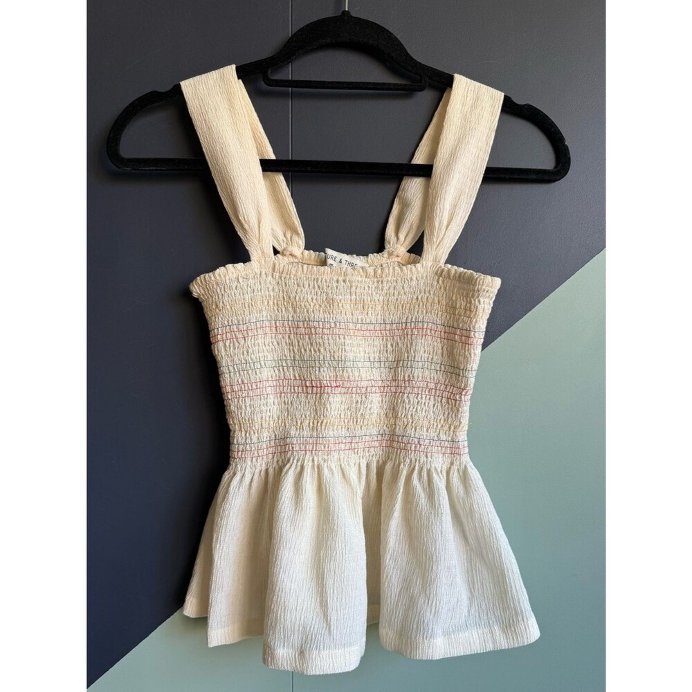 Madewell Texture & Thread Rainbow Smocked Peplum Tank Top, Size XS, EUC